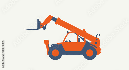 Modern Flat Design Telehandler Construction Equipment Graphic For Building Projects