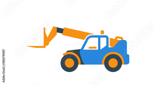 Modern Flat Design Telehandler Icon Illustrating Industrial Material Handling Operations