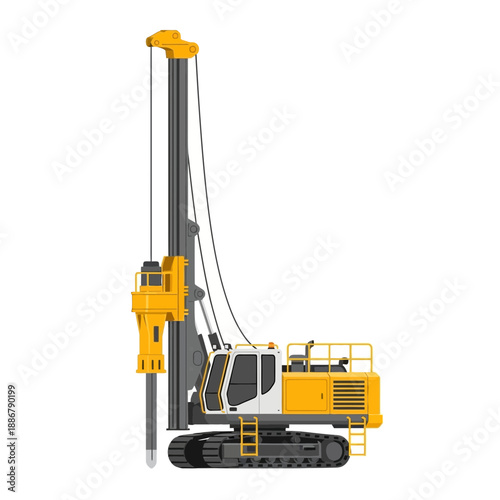 Modern Heavy Construction Piling Rig Machine For Deep Foundation Work Isolated