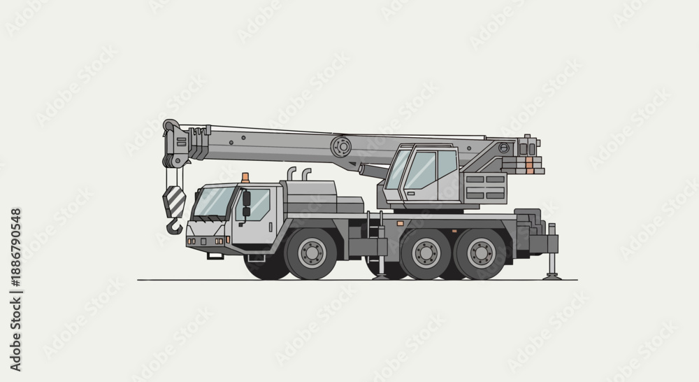 Obraz premium Modern Heavy Duty Mobile Crane Vector Illustration For Construction Industry Projects