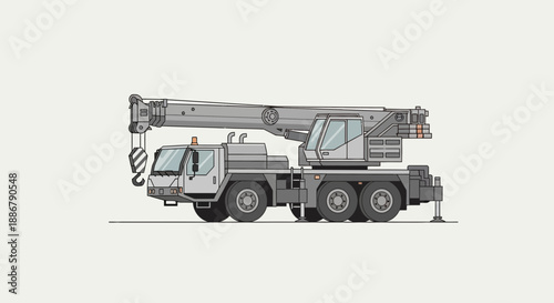 Modern Heavy Duty Mobile Crane Vector Illustration For Construction Industry Projects