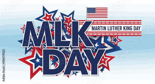MLK Day celebration with stars and American flag.