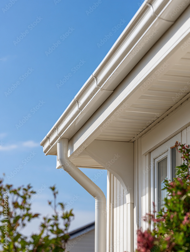 custom made wallpaper toronto digitalA white house with a gutter system on a sunny day with clear blue skies