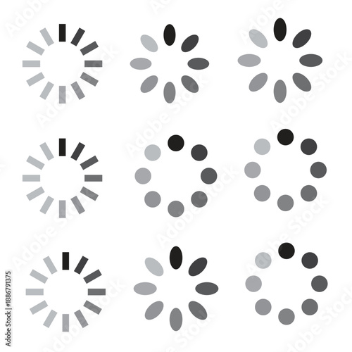 Set of four abstract floral elements with colorful flowers in a decorative vector style suitable for patterns, wallpaper, and creative designs