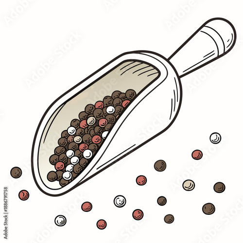 Small traditional wooden spice scooping shovel from a local market, perfect for measuring and serving aromatic spices with rustic charm.