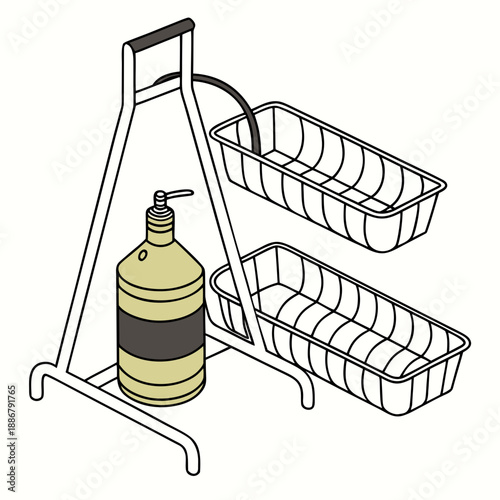 Wire oil draining rack for local street food preparation, a simple and functional tool for removing excess oil after frying, showcasing rustic utility.