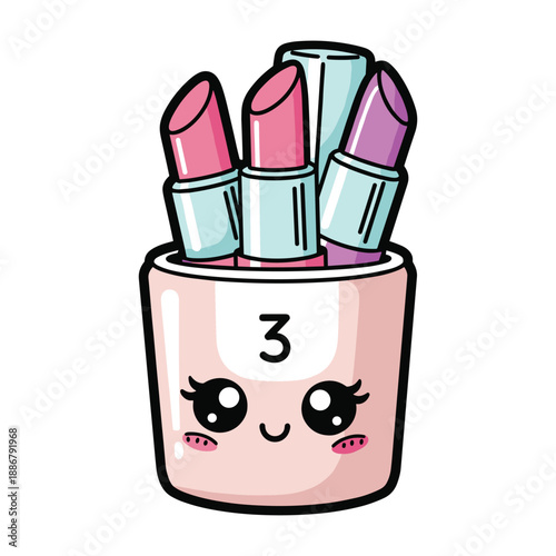 Cartoon lipstick holder with lipsticks