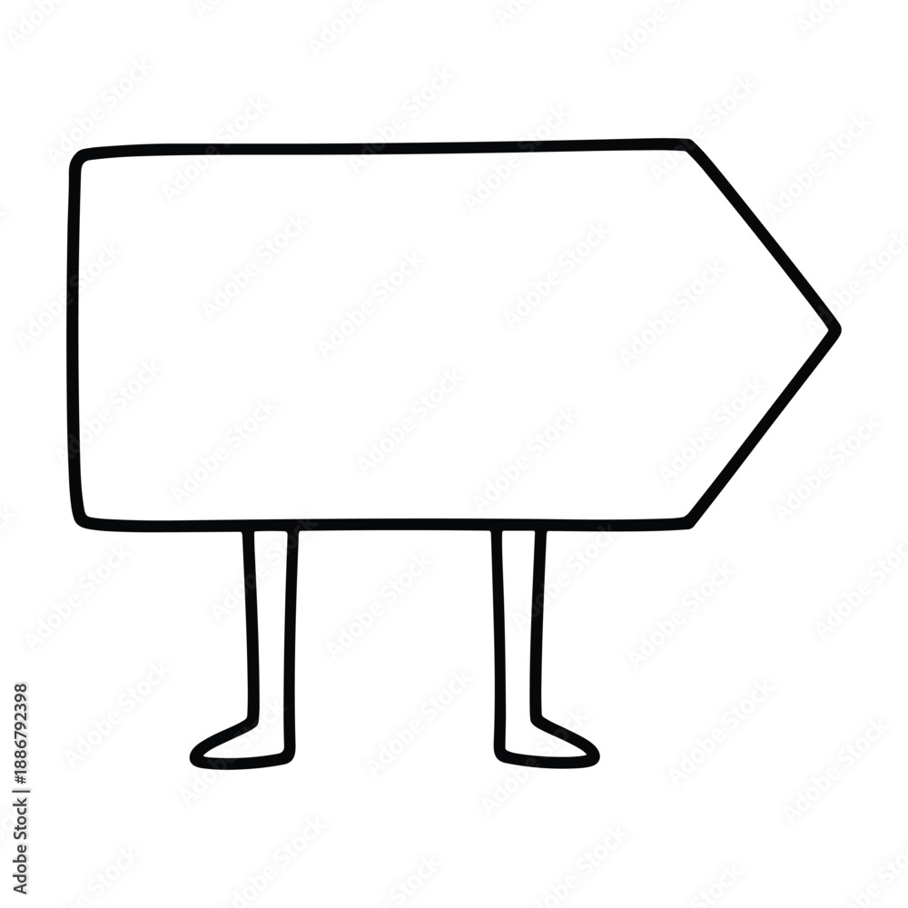 Obraz premium Simple line drawing of a signboard with legs