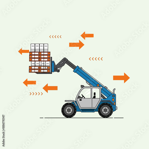 Modern Industrial Telehandler Efficiently Moving Palletized Cargo Streamlining Logistics
