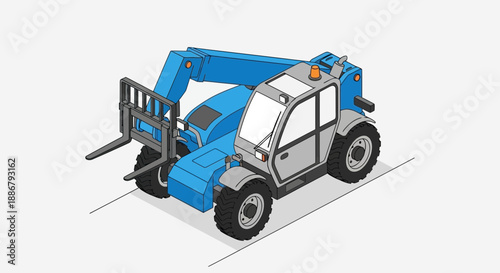 Modern Industrial Telehandler Equipment Vector Illustration For Construction Projects