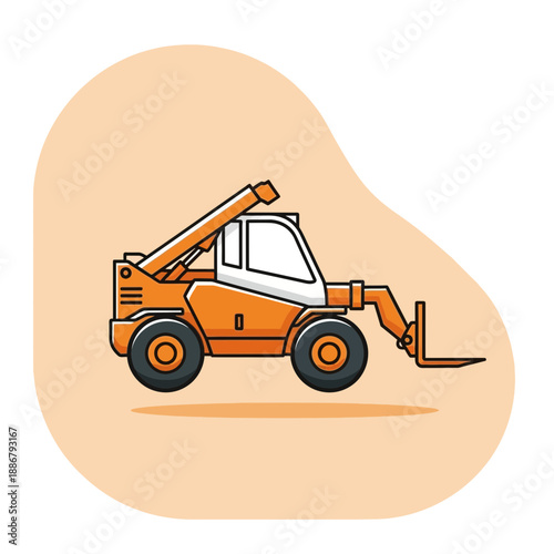 Modern Industrial Telehandler Equipment Vector Illustration For Construction Projects