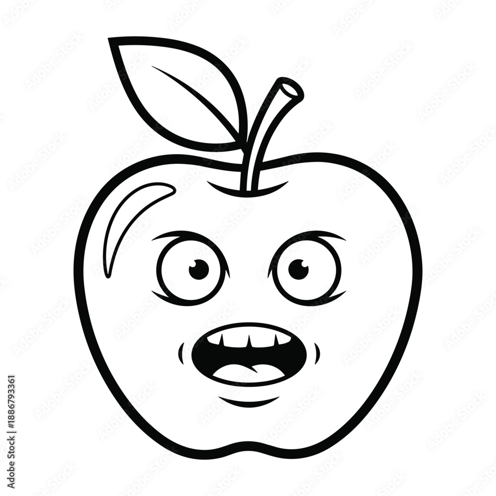 Obraz premium Cartoon apple character with surprised expression