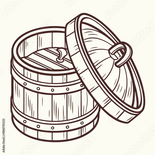 Handcrafted bamboo spice storage cylinder, a natural, rustic container for keeping spices fresh in village kitchens.