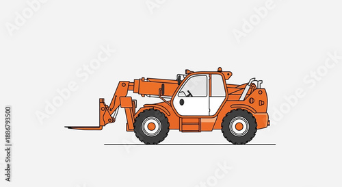 Modern Industrial Telehandler Vector Illustration For Heavy Construction Projects