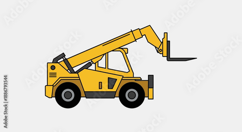 Modern Industrial Telehandler Vehicle Flat Design For Logistics And Construction Projects
