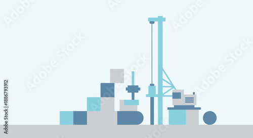 Modern Industrial Drilling Site With Construction Elements Development And Progress Illustration