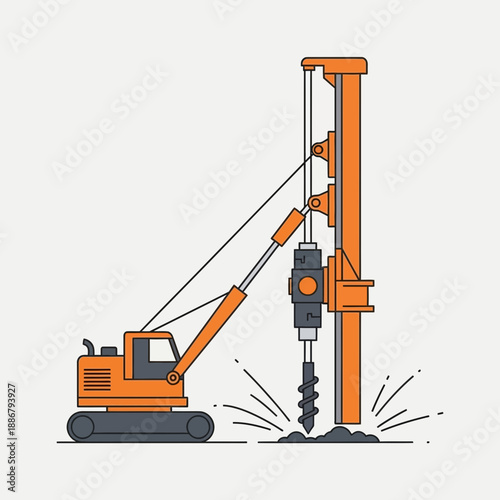 Modern Industrial Drilling Rig Piling Machine Creates Deep Foundation Hole