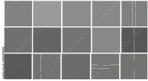 Modern Minimal Grid Array In Neutral Tones With Interrupted White Line Elements