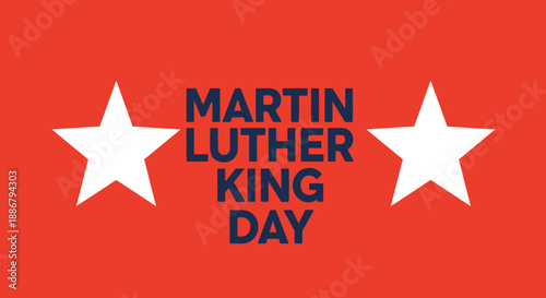 Martin Luther King Jr. Day celebrated with red background and white stars.