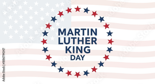 Martin Luther King Jr. Day celebrated with American flag and patriotic stars.
