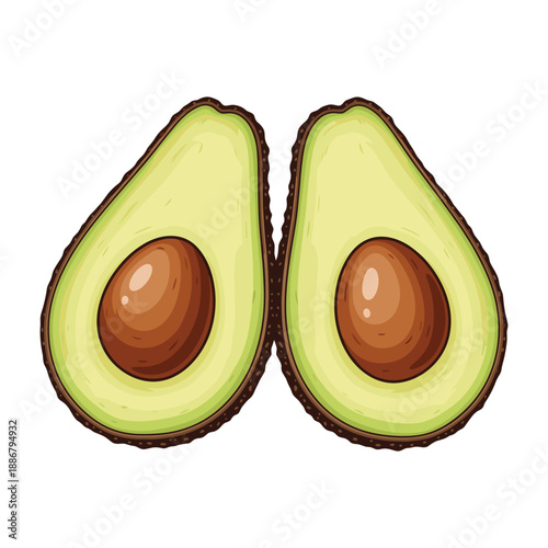 Fresh avocado halves with pit