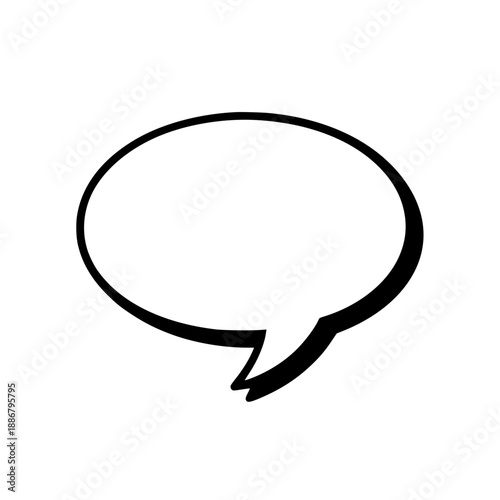 A single white cartoon speech bubble with a white background, no text inside, showing the empty shape. Bubble has two rounded corners.