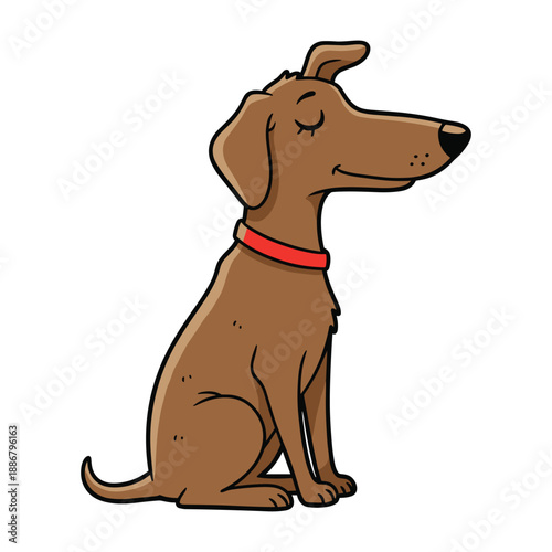 Happy brown dog sitting with eyes closed