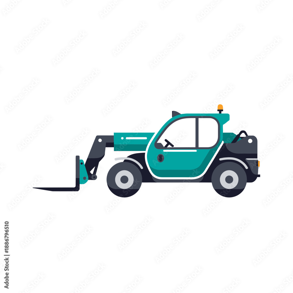 Fototapeta premium Modern Teal Telehandler Machine For Efficient Material Handling Tasks Vector Design