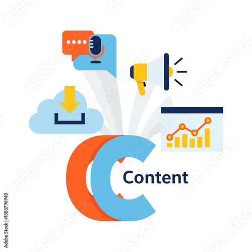 Content creation digital media icons.