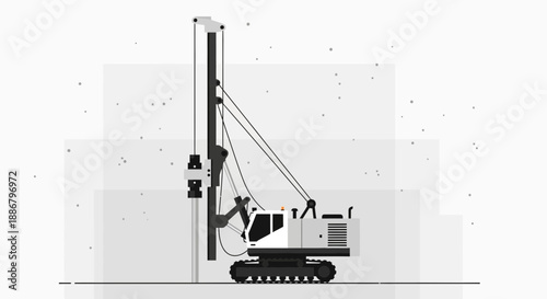 Modern Piling Rig Equipment For Groundwork And Foundation Construction Projects Digital Illustration