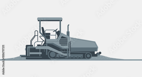 Modern Road Construction Paver Machine Laying Asphalt Material For New Highway Surface