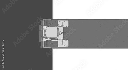 Modern Road Construction Machine Laying Fresh Pavement Top Down View