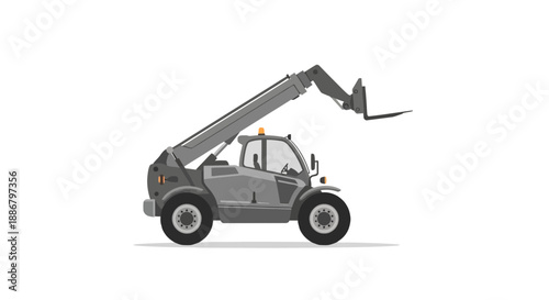 Modern Telescopic Forklift Illustration Lifting Equipment Vector Graphic Design