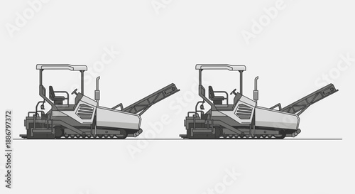Modern Road Milling Machine Vehicle Illustration For Construction Projects