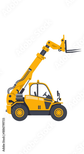 Modern Yellow Telehandler For Construction Site Operations And Material Handling
