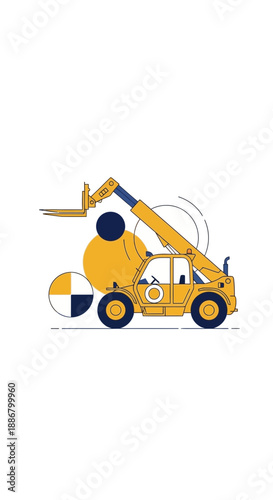 Modern Yellow Telescopic Handler Illustration Heavy Equipment For Construction