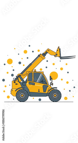 Modern Yellow Telescopic Forklift Vehicle Illustration Material Handling