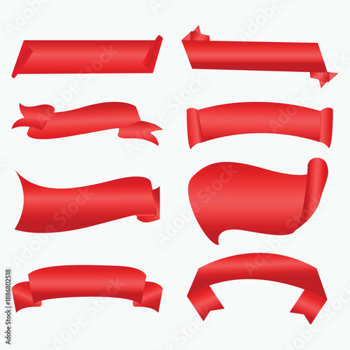 Wallpaper Mural Red Promotional Ribbons and Blank Header Banners for Discount Offers and Titles Torontodigital.ca