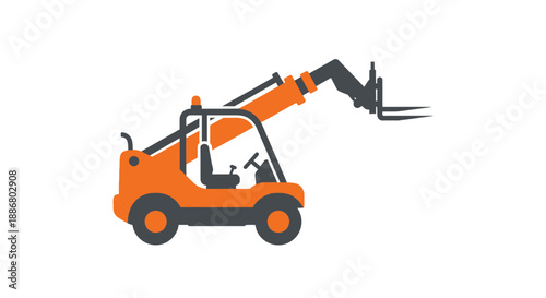 Orange Industrial Telehandler Forklift Icon Symbol For Material Handling Worksite Equipment Vector