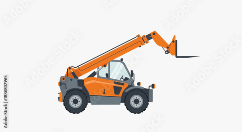 Orange Telehandler Heavy Duty Lifting Equipment Vector Design for Industrial Work