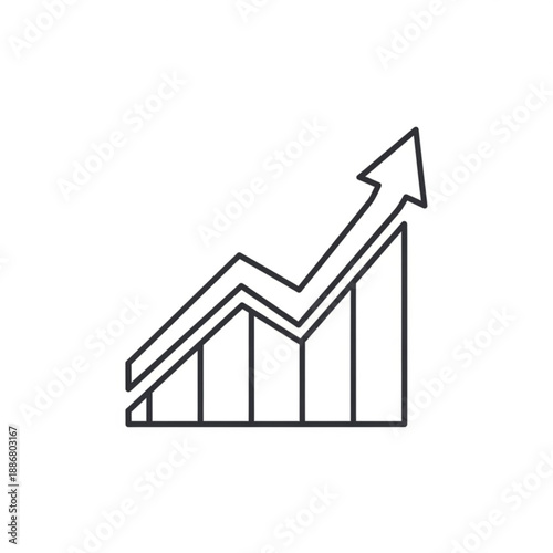A simple line graph showing an upward trend with a rising arrow indicating growth and progress