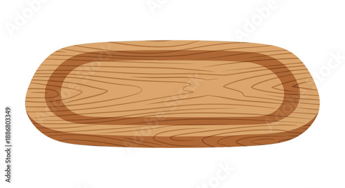 Oval Wooden Serving Platter With Warm Natural Grain And Smooth Rounded Edges For Food