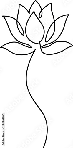 Elegant single line drawing of a lotus flower in a minimalist style