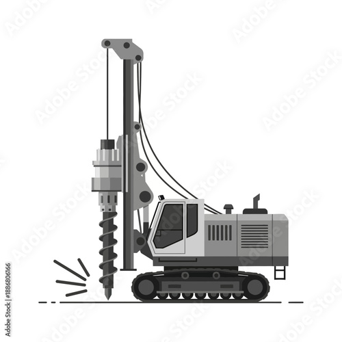 Powerful Construction Drilling Rig Machine Creating Deep Foundations For Future Development