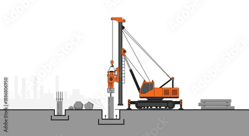Powerful Drilling Rig Installs Robust Foundation Piles For New Urban Development Projects