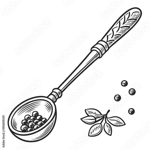Small metal spoon for roasting spices in traditional kitchens, perfect for enhancing flavors with toasted herbs.