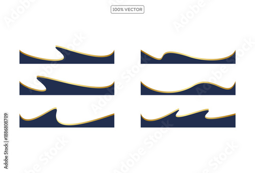Collection of wave separator footers, modern dividers shapes vector illustration template stock