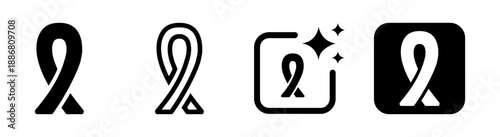 Cancer ribbon icon for awareness promotion support for patients and medical research fundraising