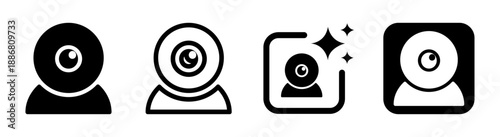 Webcam icon for digital communication video conference streaming and remote work hardware