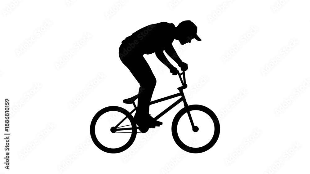 Fototapeta premium A silhouette of a person riding a bike,